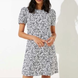 Loft mini dress white/ black floral size 6